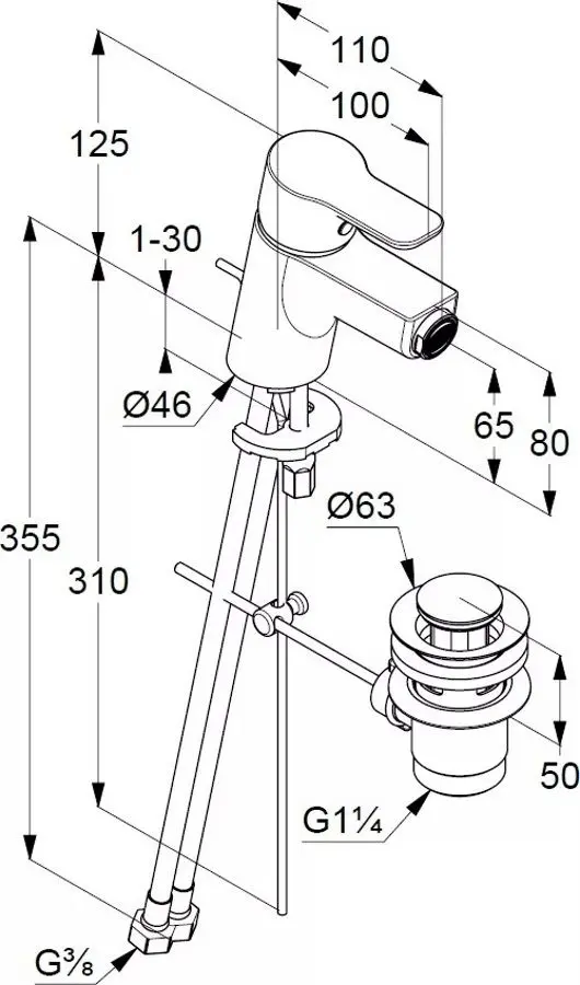 Смеситель для биде Kludi Pure&Easy 375330565 (Chrome) - 2