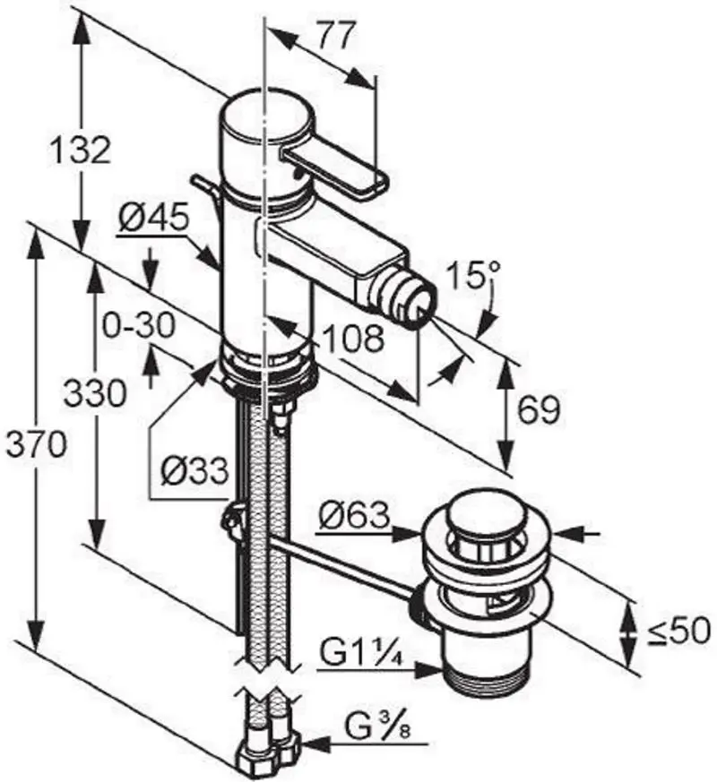 Baterie pentru bideu Kludi Zenta 385308675 (Black/Chrome) - 2