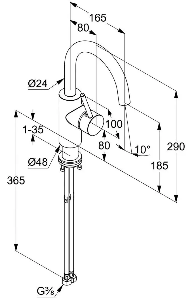 Baterie pentru chiuveta Kludi Bozz 380285376 (White Matt) - 2