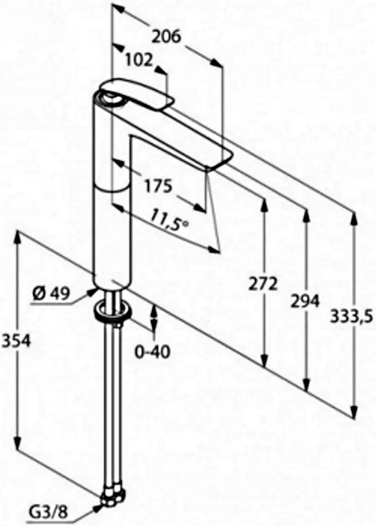 Baterie pentru lavoar Kludi Balance 522988775 (Black Matt) - 2