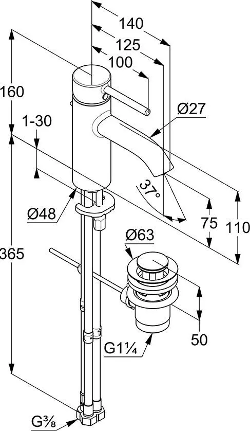 Смеситель для умывальника Kludi Bozz 382700576 (Chrome) - 2