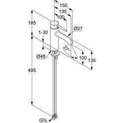 Baterie pentru lavoar Kludi Bozz 382820576 (Chrome) Thumb