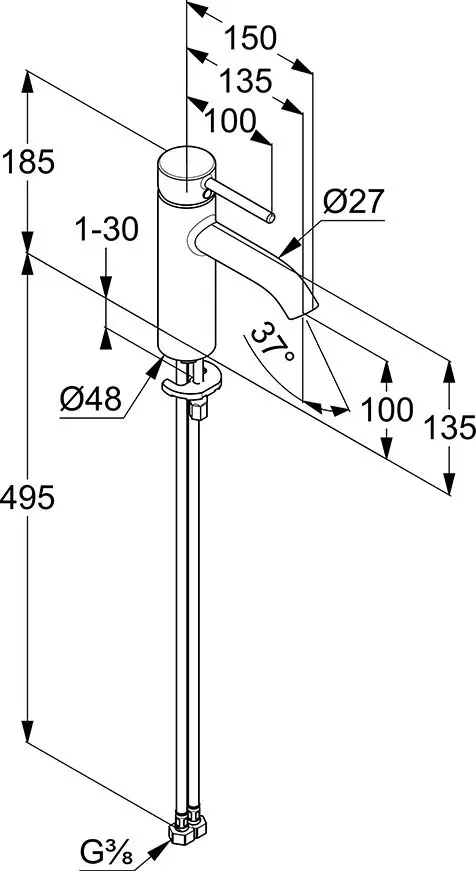 Baterie pentru lavoar Kludi Bozz 382820576 (Chrome) - 4