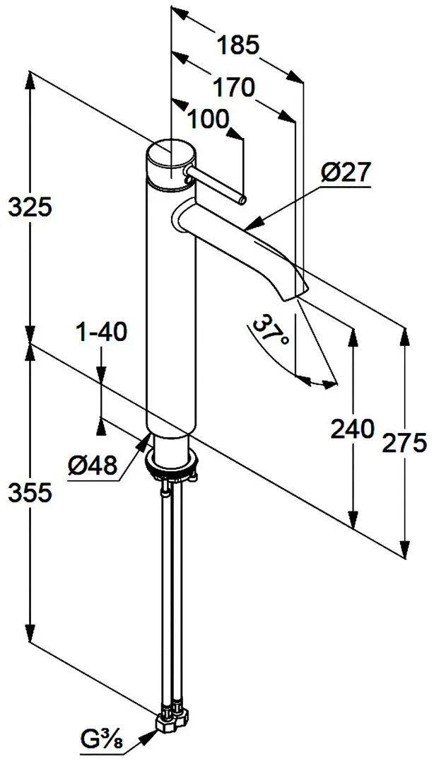 Baterie pentru lavoar Kludi Bozz 382860576 (Chrome) - 3
