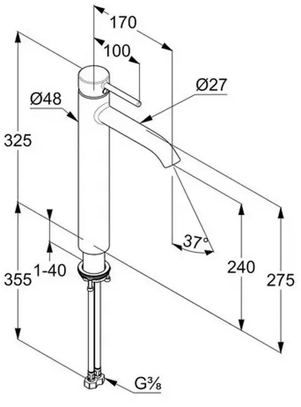 Baterie pentru lavoar Kludi Bozz 382860576 (Crome) - 2