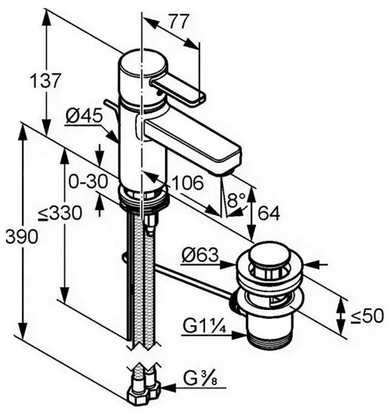 Смеситель для умывальника Kludi Zenta 382509175 (White) - 2