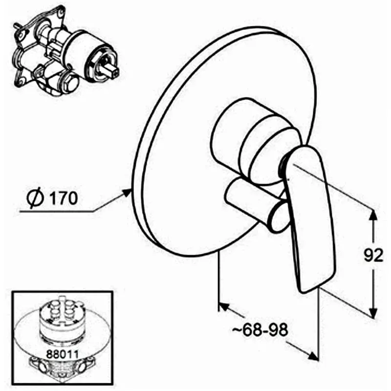 Baterie pentru cada/dus Kludi Balance 526508775 (Black Matt) - 2