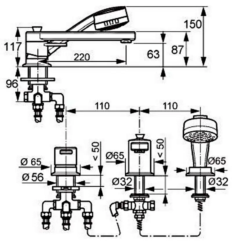 Baterie pentru cada/dus Kludi Zenta XL 384470575 (Chrome) - 2