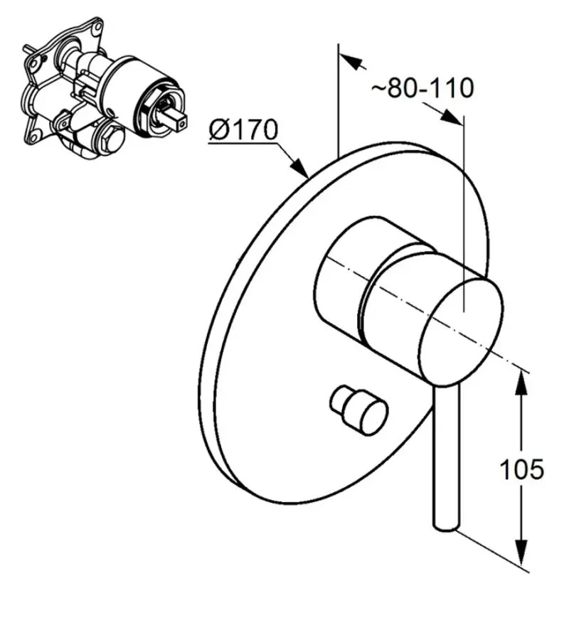 Baterie pentru cada si dus Kludi Bozz 386503976 (Matte Black) - 3