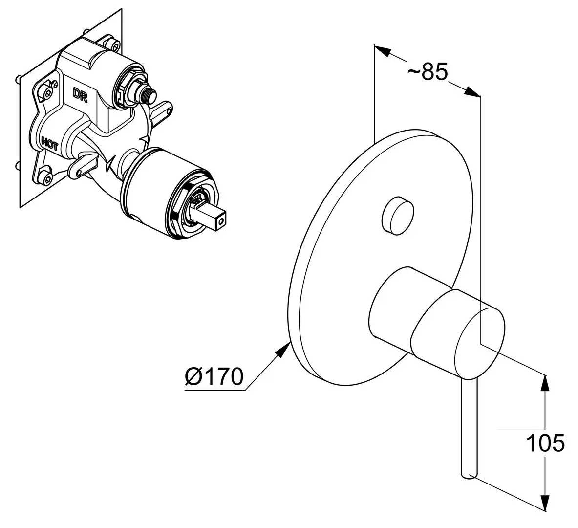 Baterie pentru cada si dus Kludi Bozz 386593976 (Matte Black) - 3