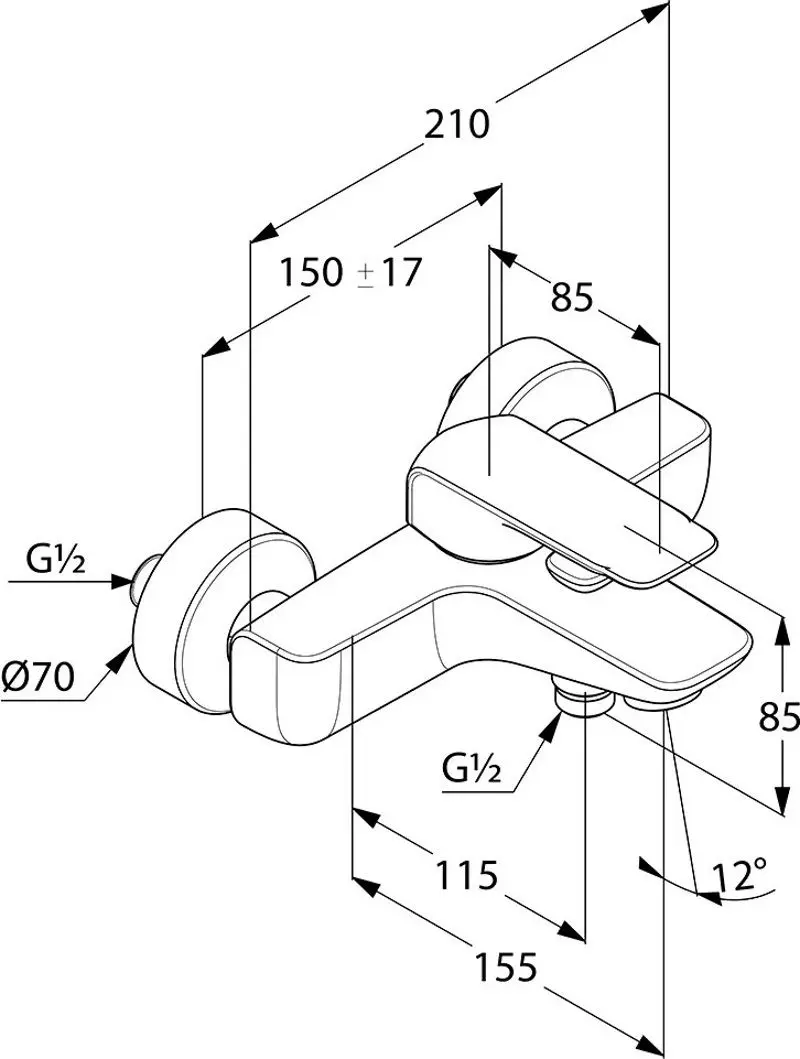 Смеситель для ванны Kludi Ameo 414450575 (Chrome) - 2