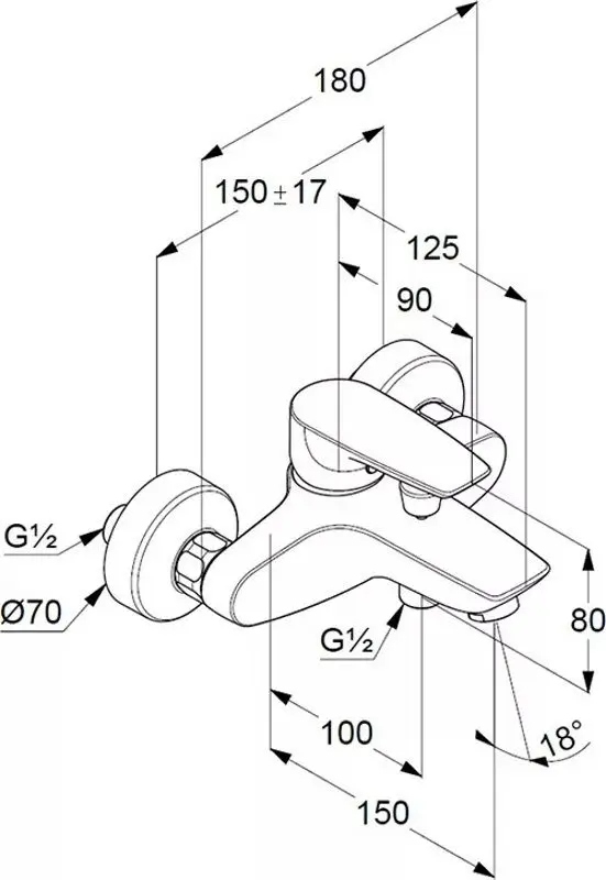 Смеситель для ванны Kludi Pure&Solid 346810575 (Chrome) - 2