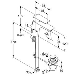 Смеситель Kludi Ameo XL 410230575 (умывальник) Thumb