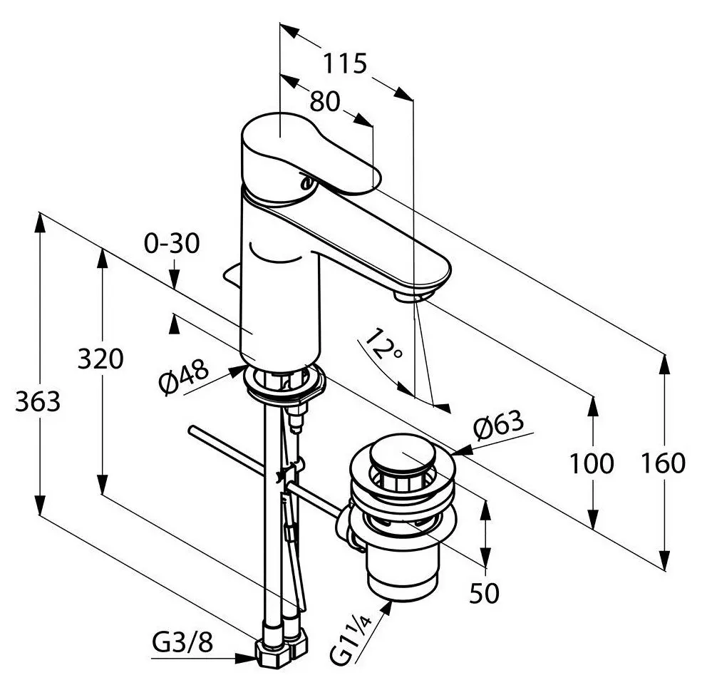 Смеситель Kludi Objekta XL 322600575 (умывальник) - 2
