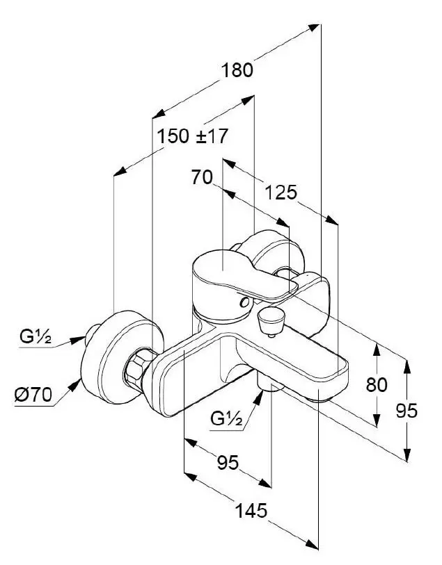 Смеситель Kludi Pure&Easy 376810565 (ванны/душ) - 2