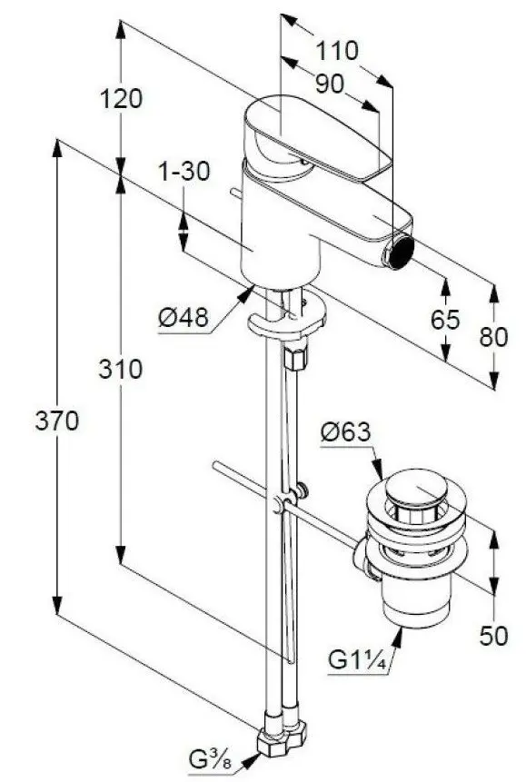 Смеситель Kludi Pure&Solid 100 342160575 (биде) - 2