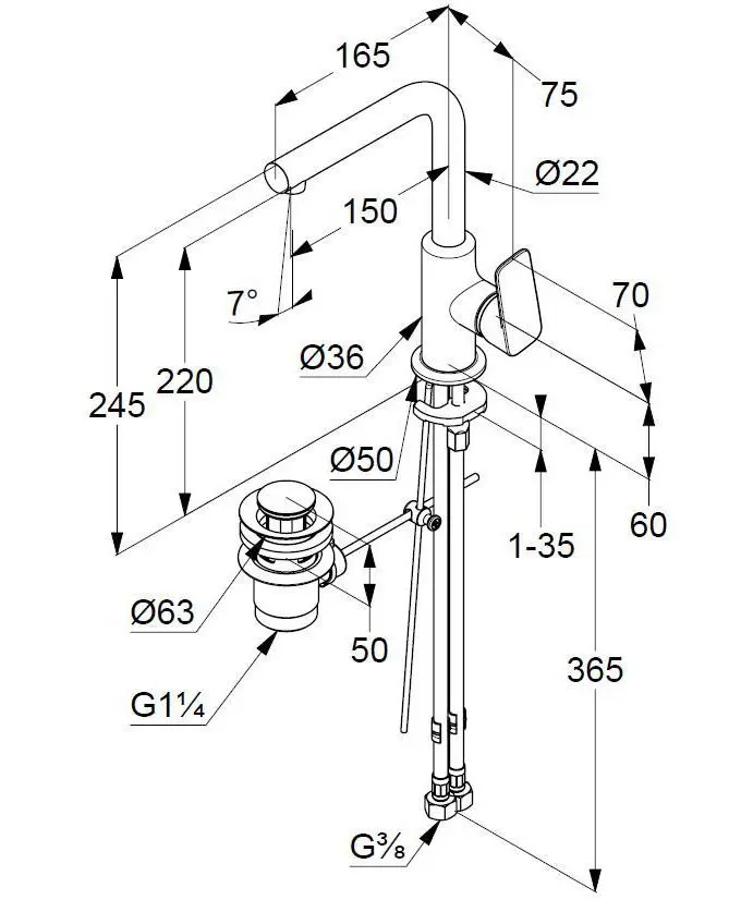 Смеситель Kludi Pure&Style 400250575 (умывальник) - 2