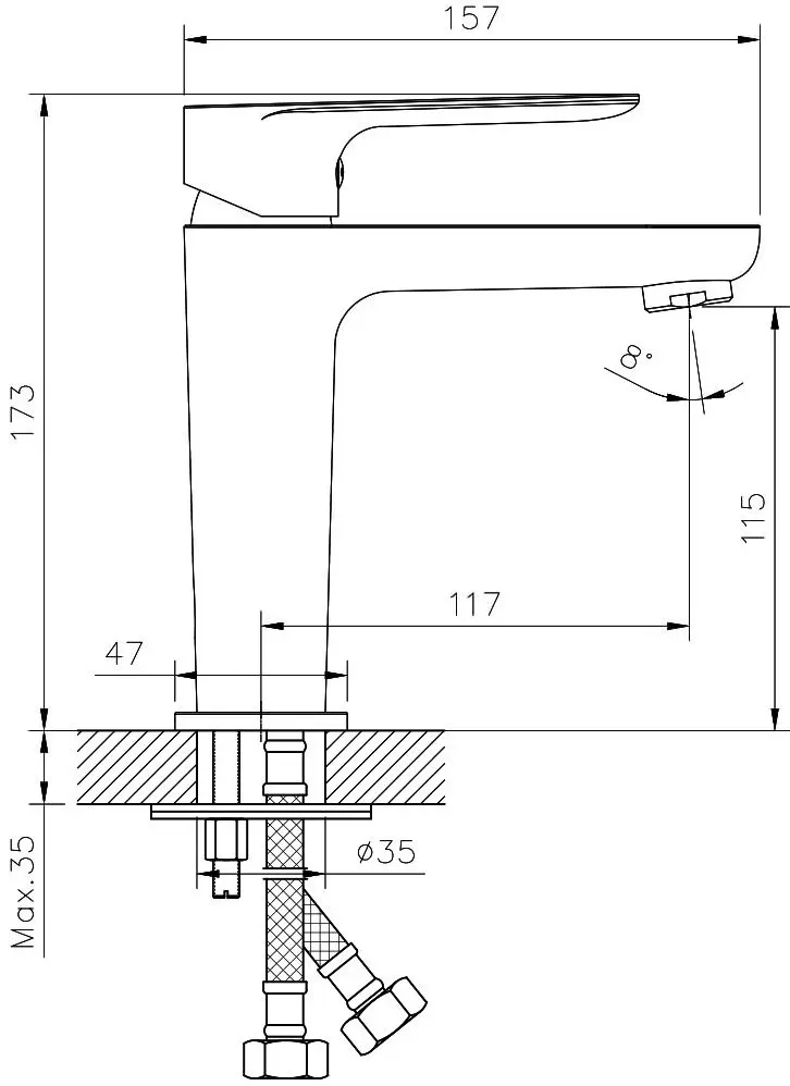 Baterie pentru lavoar Mat eco Magro (Silver) - 6