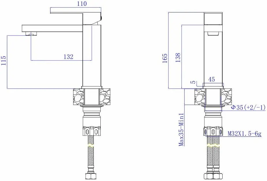 Baterie pentru lavoar Mat|eco Yago 1150 (Black)