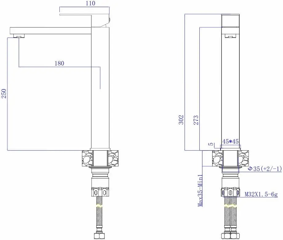 Смеситель для умывальника Mat|eco Yago 1150 (Brushed Nickel)