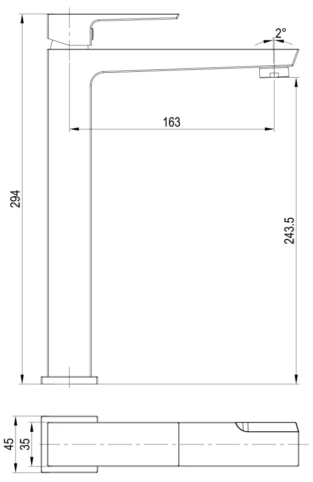 Baterie pentru lavoar pe blat Mat|eco Pixel (Dark Grey)