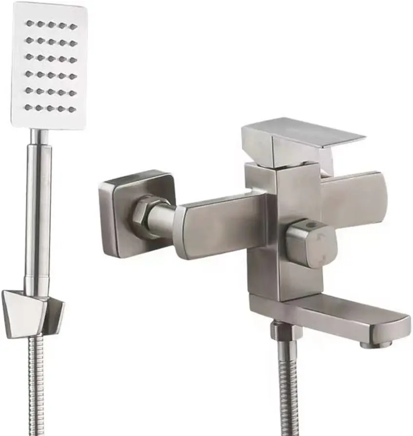 Смеситель для ванны и душа Mat|eco Cubo (Brushed Nickel)