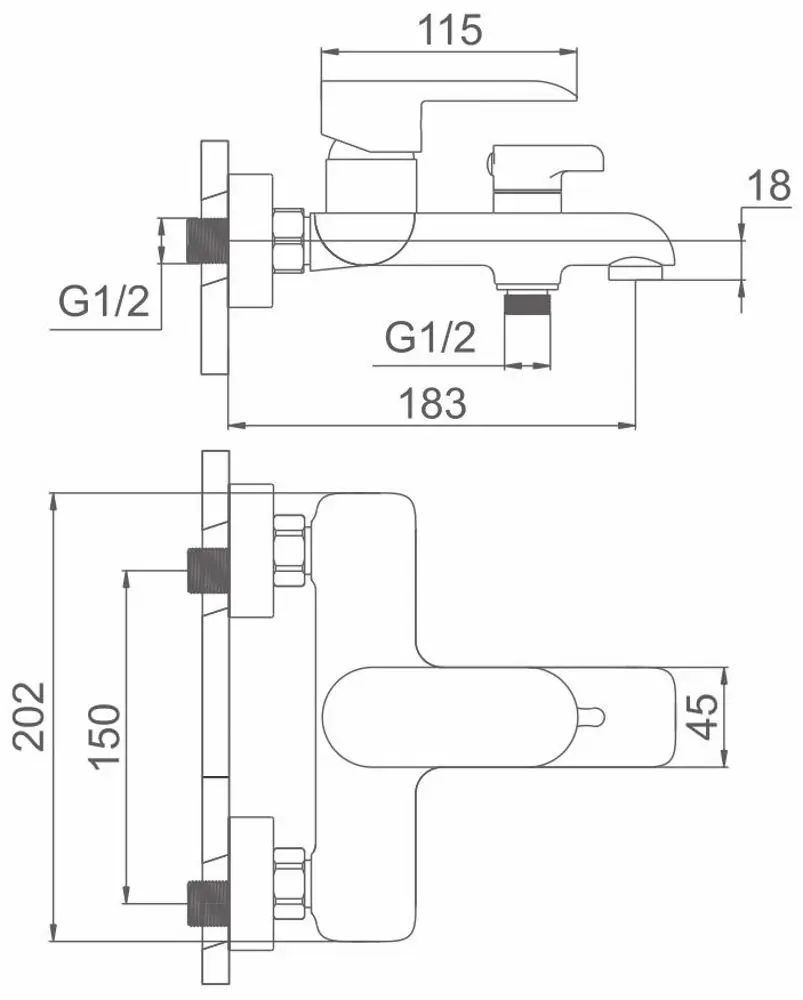 Смеситель для ванны и душа Mat|eco Neve (Chrome)