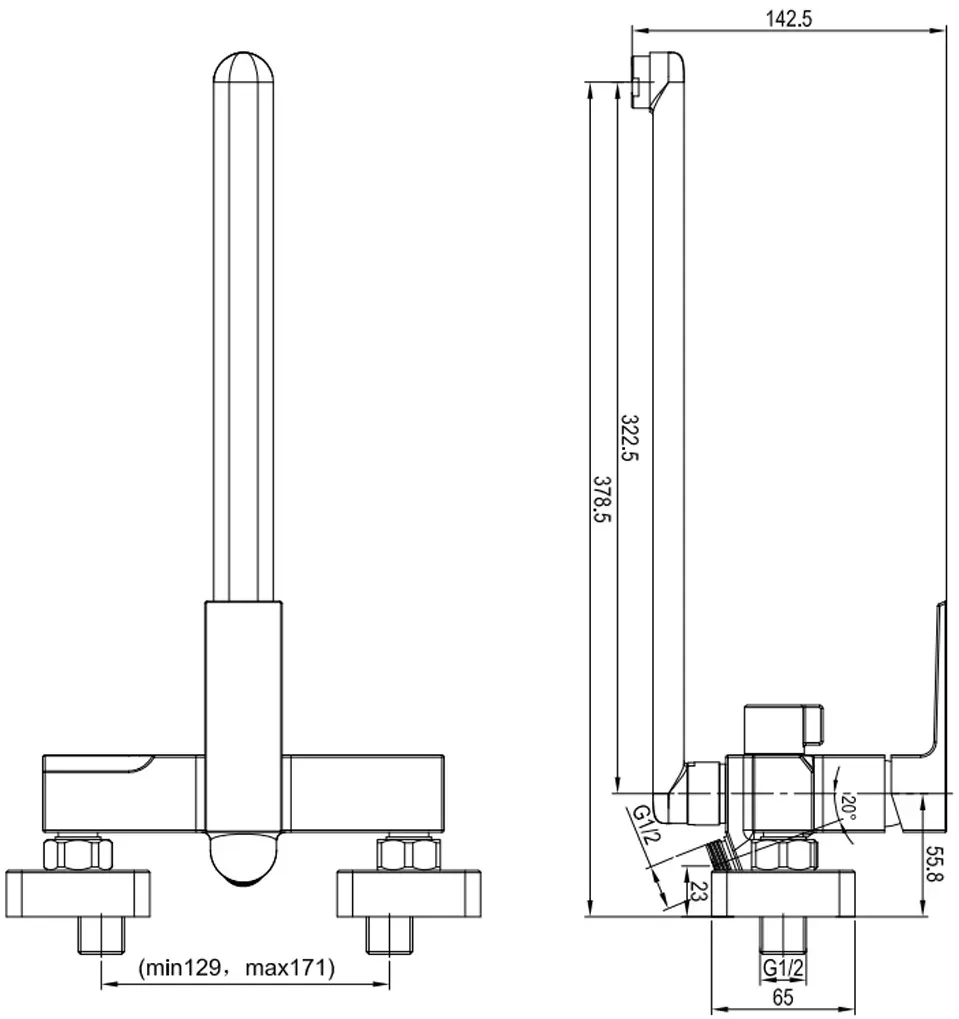 Baterie pentru cada si dus Mat|eco Pixel (Chrome)