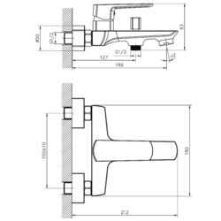 Baterie pentru cada si dus Mat|eco Vento (Chrome) Thumb