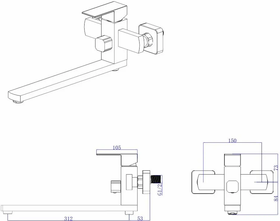 Baterie pentru cada si dus Mat|eco Yago 1150 (Brushed Nickel)