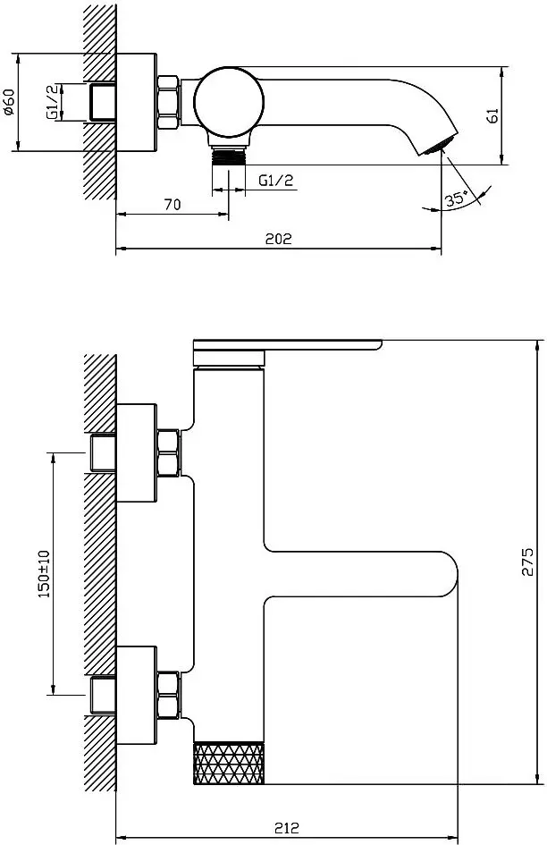 Baterie pentru cada si dus Mat eco Grand (Black/Rose Gold) - 2