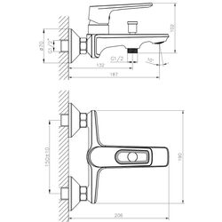 Baterie pentru cada si dus Mat eco Nero 107680 (Black) Thumb
