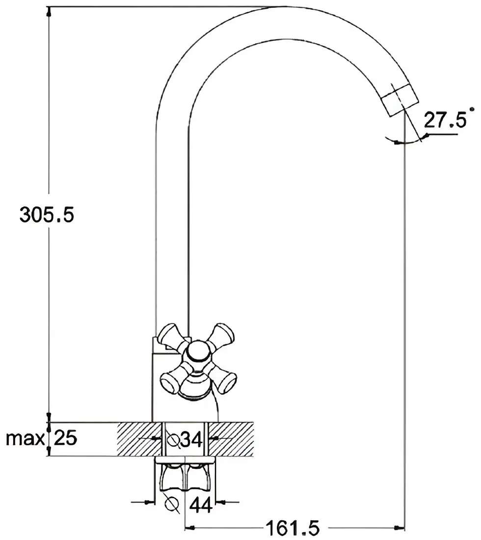 Baterie pentru chiuveta Mixxus Omega 275 (Black) - 3