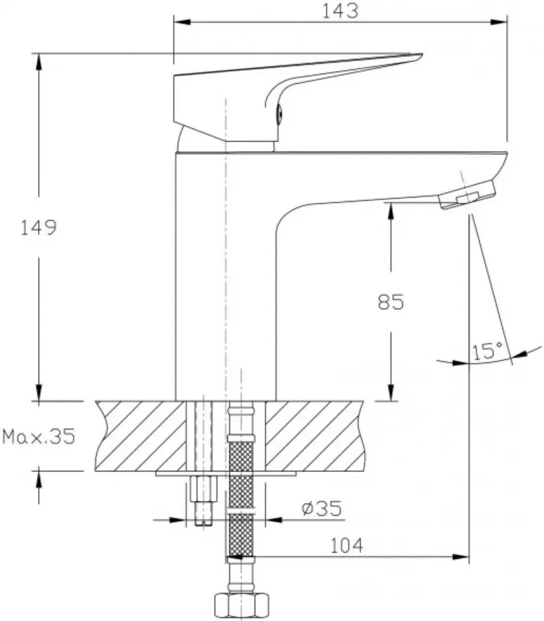 Baterie pentru lavoar Mixxus Oregon 001 (Chrome) - 3