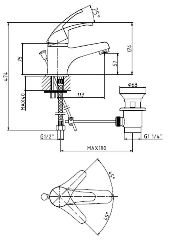 Baterie pentru lavoar Tivoli (Chrome) - 2