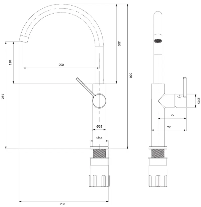 Baterie pentru chiuveta Omnires Tula (Graphite) - 4