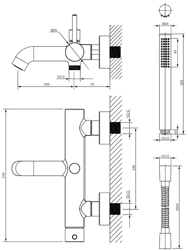 Смеситель для ванны и душа Omnires Y Y1231WM (Matt White)