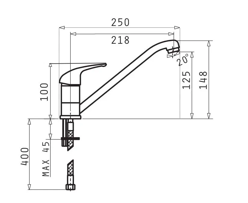Baterie pentru chiuveta Pyramis Asalia 090915301 (Chrome) - 2