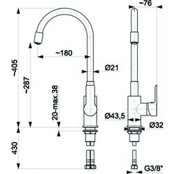 Baterie pentru chiuveta Pyramis Flessi 090938101 (Sand Beige) Thumb