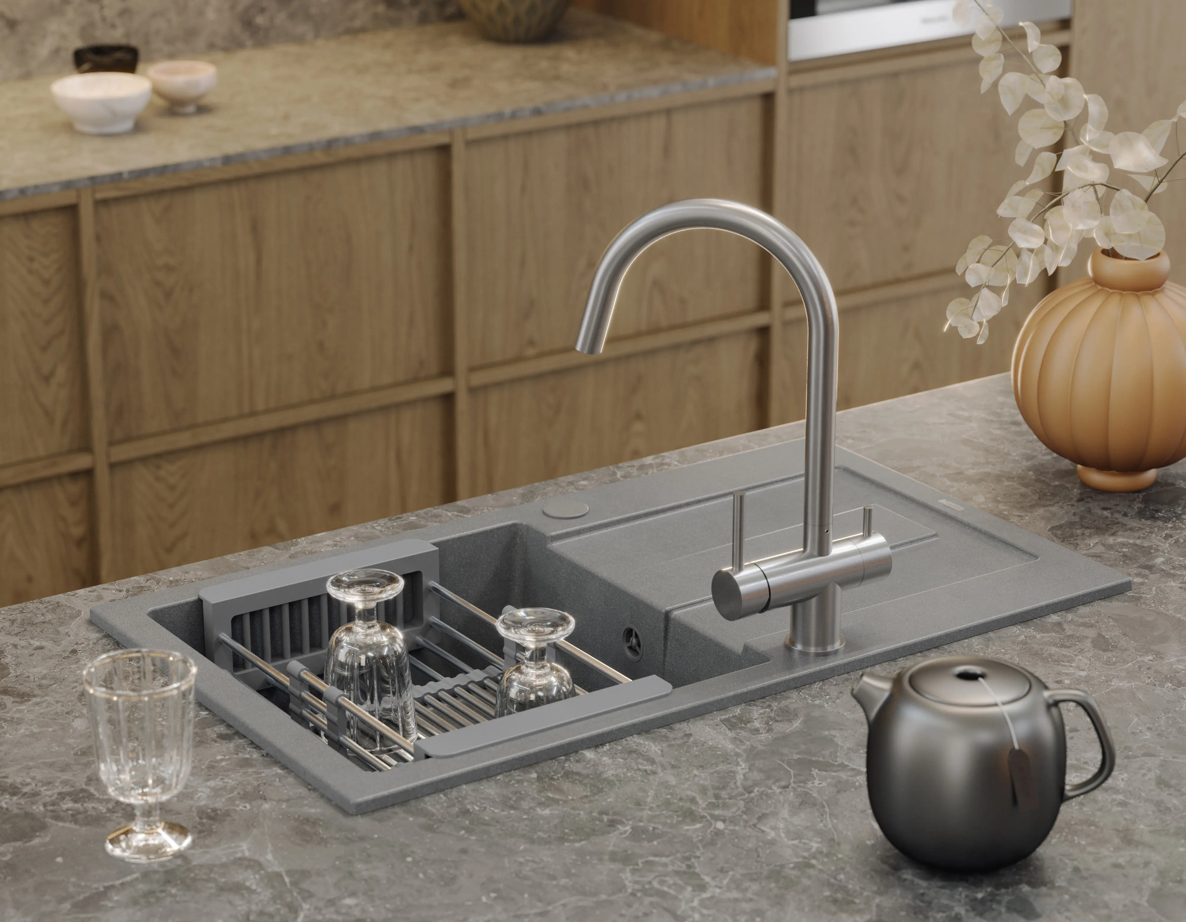 Смеситель для мойки Quadron Caren (Brushed Steel) - 5