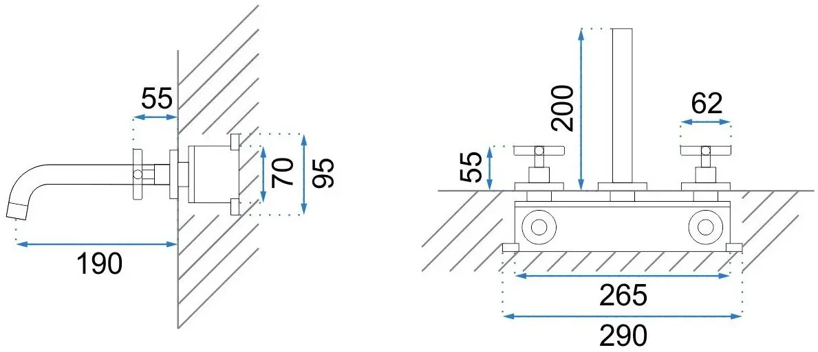 Baterie pentru lavoar Rea Exit B8000 (Black) - 3