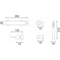 Baterie pentru cada si dus Rea Lungo B6634 (Black) Thumb