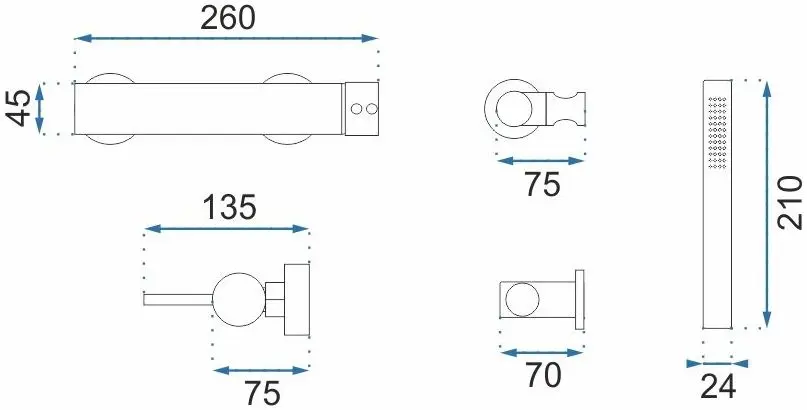 Baterie pentru cada si dus Rea Lungo B6634 (Black) - 3