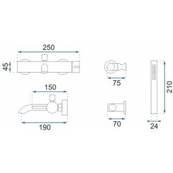 Baterie pentru cada si dus Rea Lungo B6635 (Light Gold) Thumb
