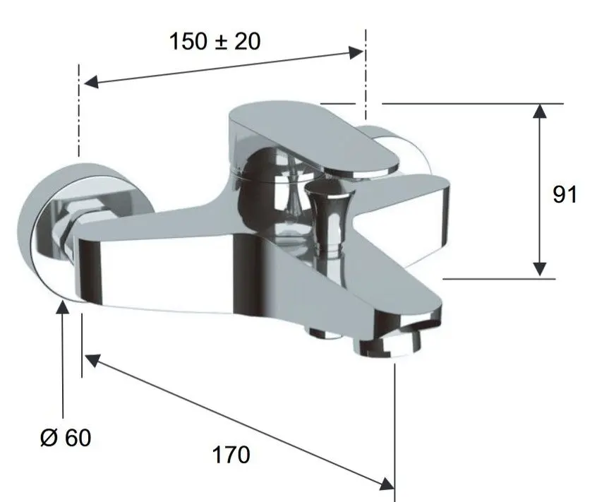 Baterie pentru cada si dus Remer Class Line L05 (Chrome) - 2