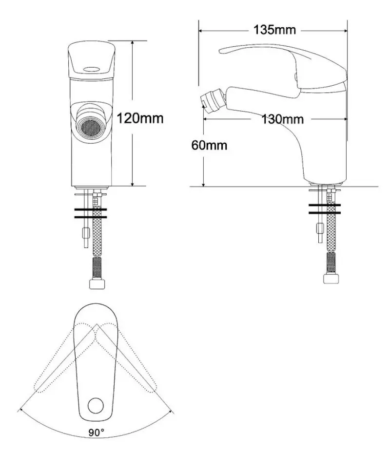 Смеситель для биде RJ Baron RBZ014-2 (Chrome) - 3