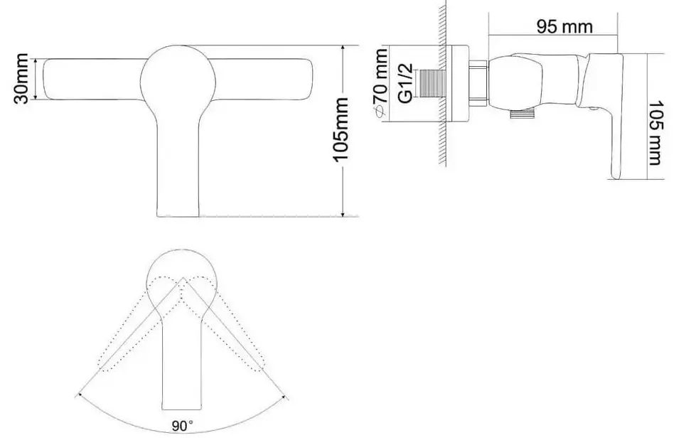 Смеситель для душа RJ Duct RBZ079-5 (Chrome)