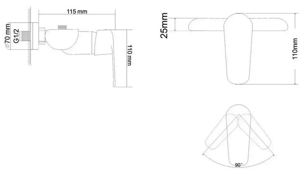 Смеситель для душа RJ Fly RBZ084-5 (Chrome) - 3