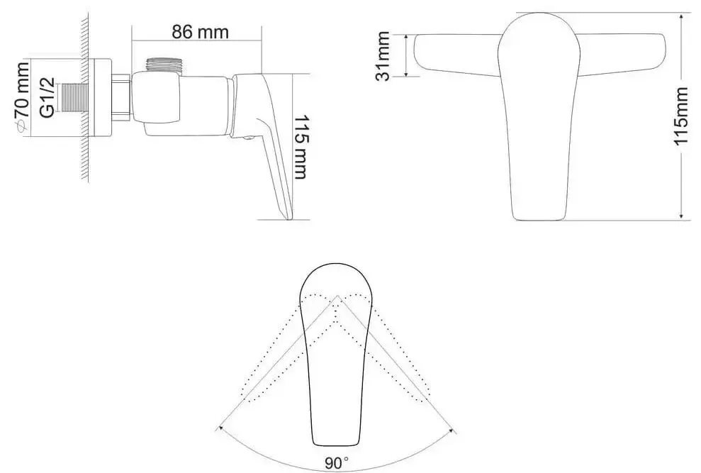 Смеситель для душа RJ Keel RBZ083-5 (Chrome)