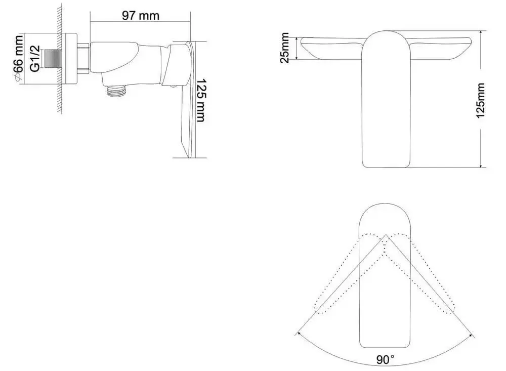 Смеситель для душа RJ Stern RBZZ004-5 (Chrome) - 3